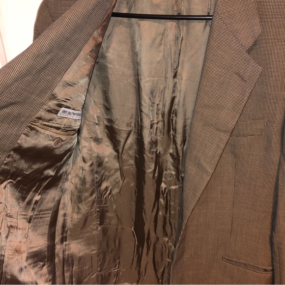 Emporio Armani Made In Italy Mens Blazer Coat Dress Jacket Size Xl Tan - Picture 8 of 9